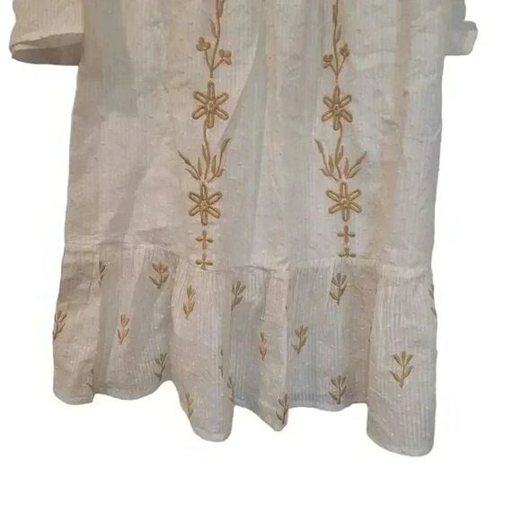 LOV Women's Off-White Cotton & Gold Floral-Embroidered Dress - Picture 8 of 15